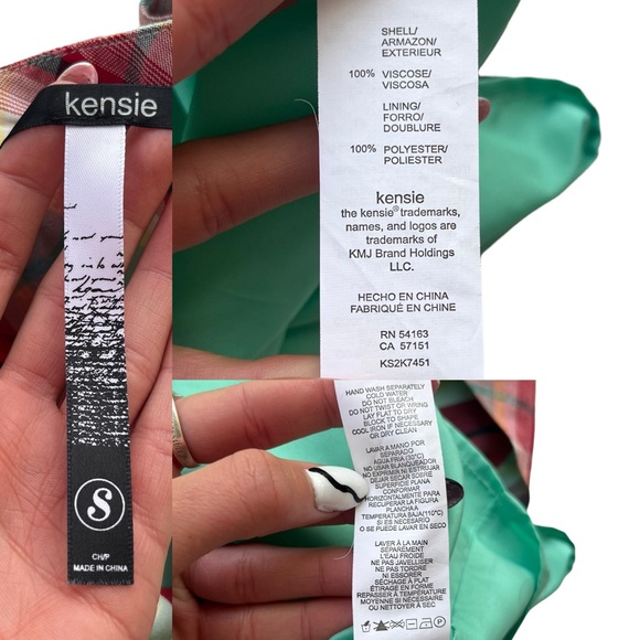 Kensie Womens Sz Small Teal Red Plaid Button Front Sleeveless Ruffle Flowy Dress - Picture 3 of 16